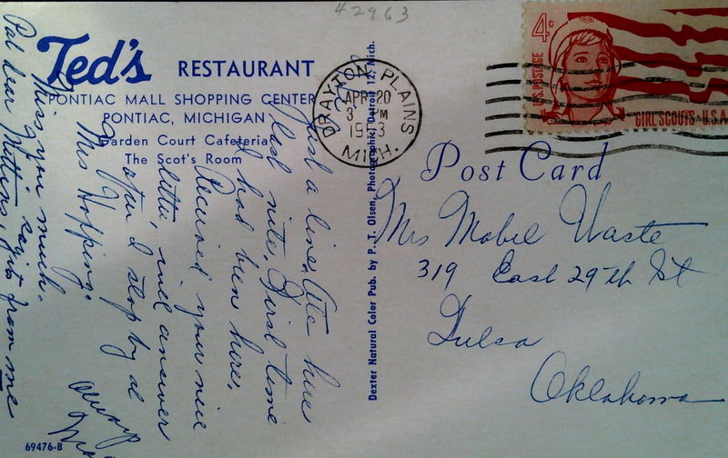 Teds Drive-In (Teds Trailer) - Old Postcard